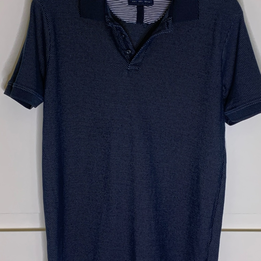 Cactus Man Blue Polo Shirt with Textured Collar